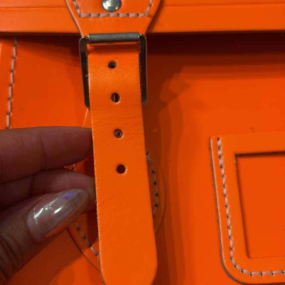 NWOT The Cambridge Satchel Company Neon Orange Satchel Bag. - Picture 3 of 5